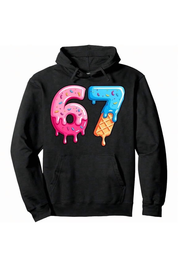 Six Seven Ice Cream Drip Cool Meme 67 Funny Number Pullover Hoodie