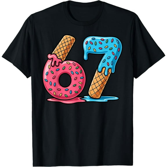 Six Seven Ice Cream Drip Cool Meme 67 Funny Number T-Shirt Shirts