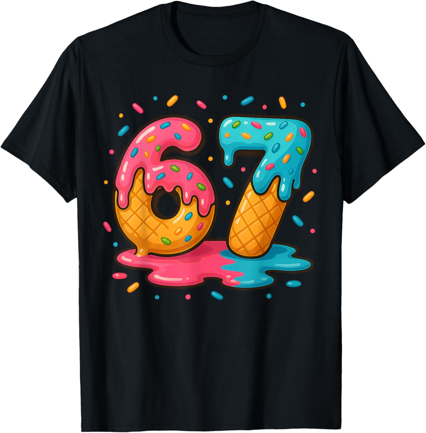 Six Seven Ice Cream Drip Cool Meme 67 Funny Number T-Shirt - Walmart.com