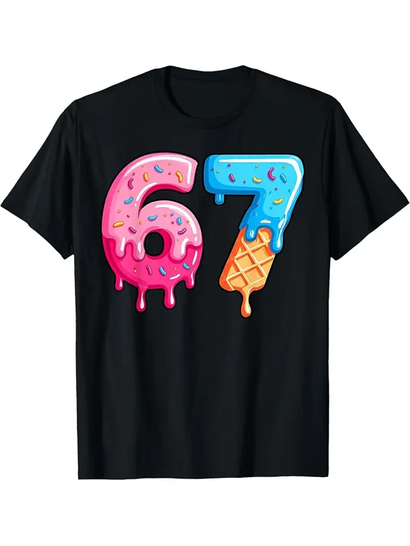 Ice Cream Drip Cool Meme 67 Funny Number T-Shirt