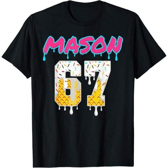 Six Seven Ice Cream Drip Sport 67 Fun Mason Meme T-Shirt Graphic Design Unisex Cotton T-Shirt