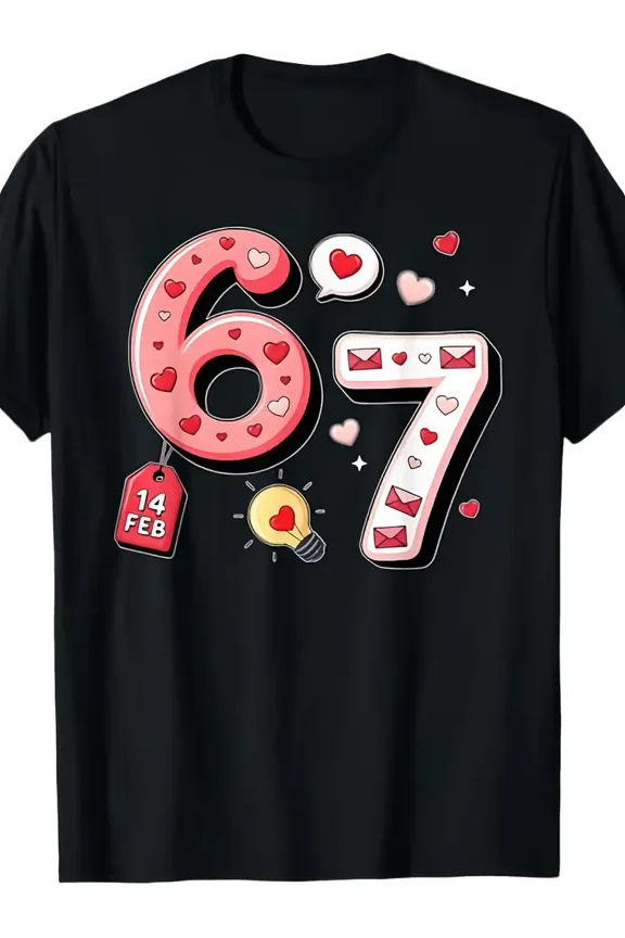 Six Seven Meme 67 Shirt Men Men Men Men Men Funny Six Seven 6 7 Valentines Day Gen Alpha Slang 67 Meme T-Shirt Men