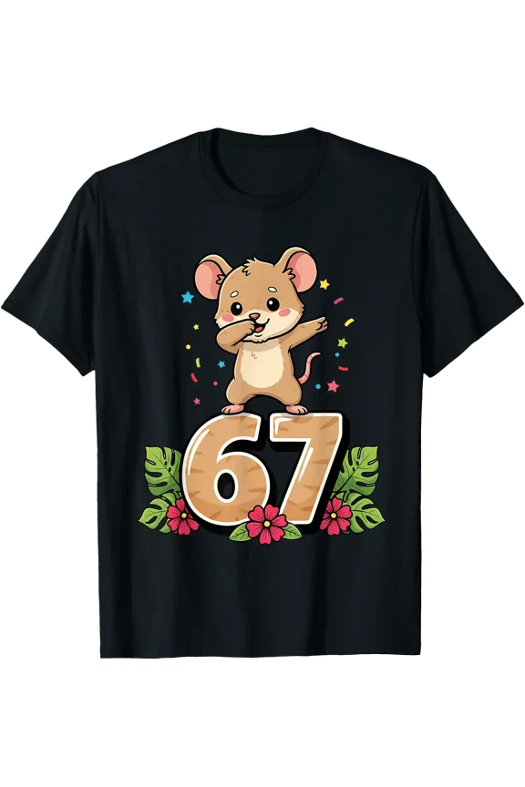 Six Seven Meme Dabbing Baby Mouse 67 Funny Gen Z Apha T-Shirt