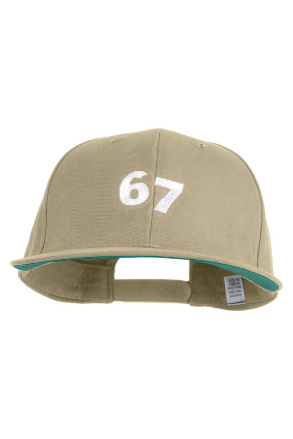 Six Seven Numbers Meme Embroidered Cotton Big Size Cap - Khaki XL-3XL