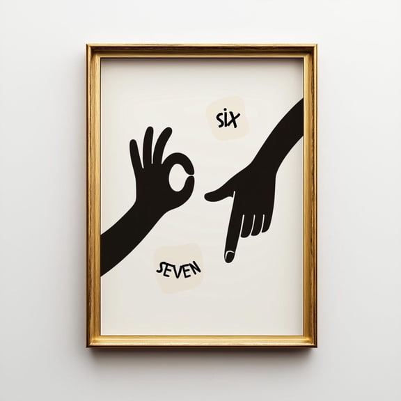 Six Seven Print, Minimalist Pop Culture Poster, Trendy Room Decor UNFRAMED PAPER POSTER, Home Decor, Vintage Gift, Living Room Dercor