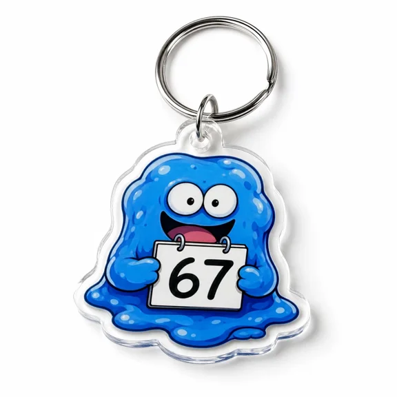 Six Seven Slime Acrylic Keychain Funny 67 Number Meme Charm