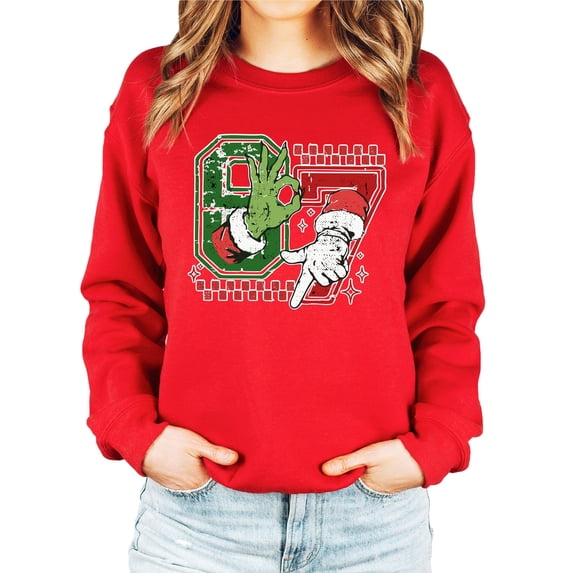Six Seven Trendy Sweatshirt for Women, Men and Youth Trendy 6 7 Holiday Sweater Red Sweatshirt Adult Small