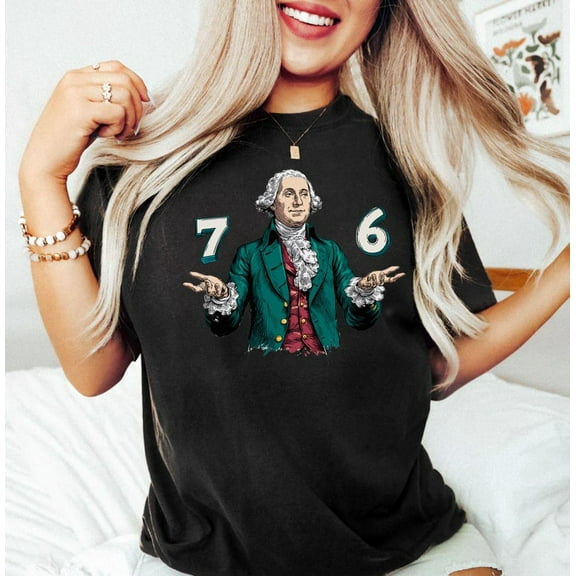 Six Seven Tshirt: 6-7 7-6 George Washington Shirt ,Black Color,Size 2XL