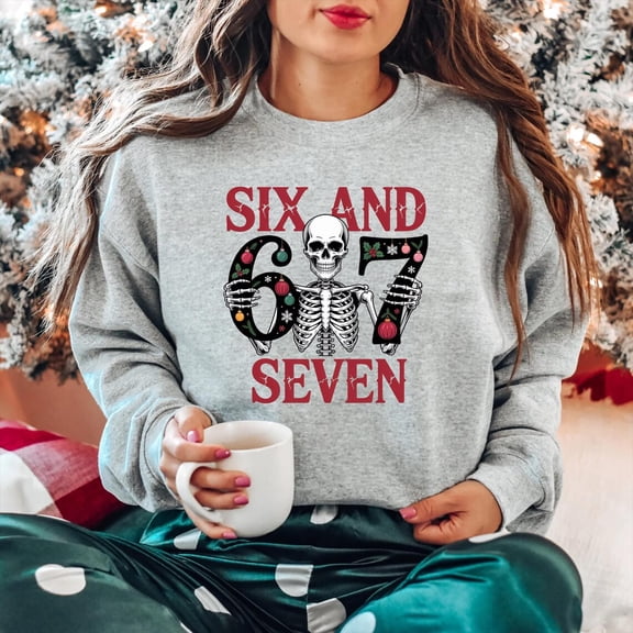 Six Seven season Sweatshirt, Retro Skull Crewneck, Pullover Cozy Winter Shirt, For Men Women Friends Sweatshirt All Size S-5XL