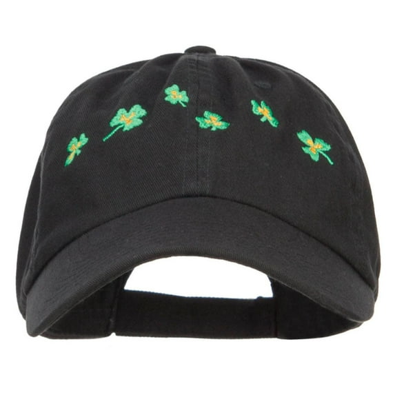 Six Shamrocks Embroidered Low Cap - Black OSFM
