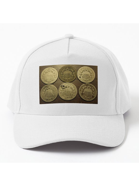 Six Shield Nickels Baseball Cap, Coin Collection Numbered Graphic Design, Classic Everyday Hat