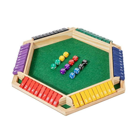 Six-Sided Shut the Box Board Game, Multi-Color Wooden Number Learning Dice Game, Traditional Family Tabletop Activity, Mathematical Logic Strategy Set