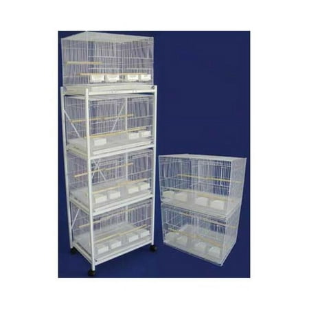 Six Small Bird Breeding Cages with Divider and One 4 Tier Stand in White - White