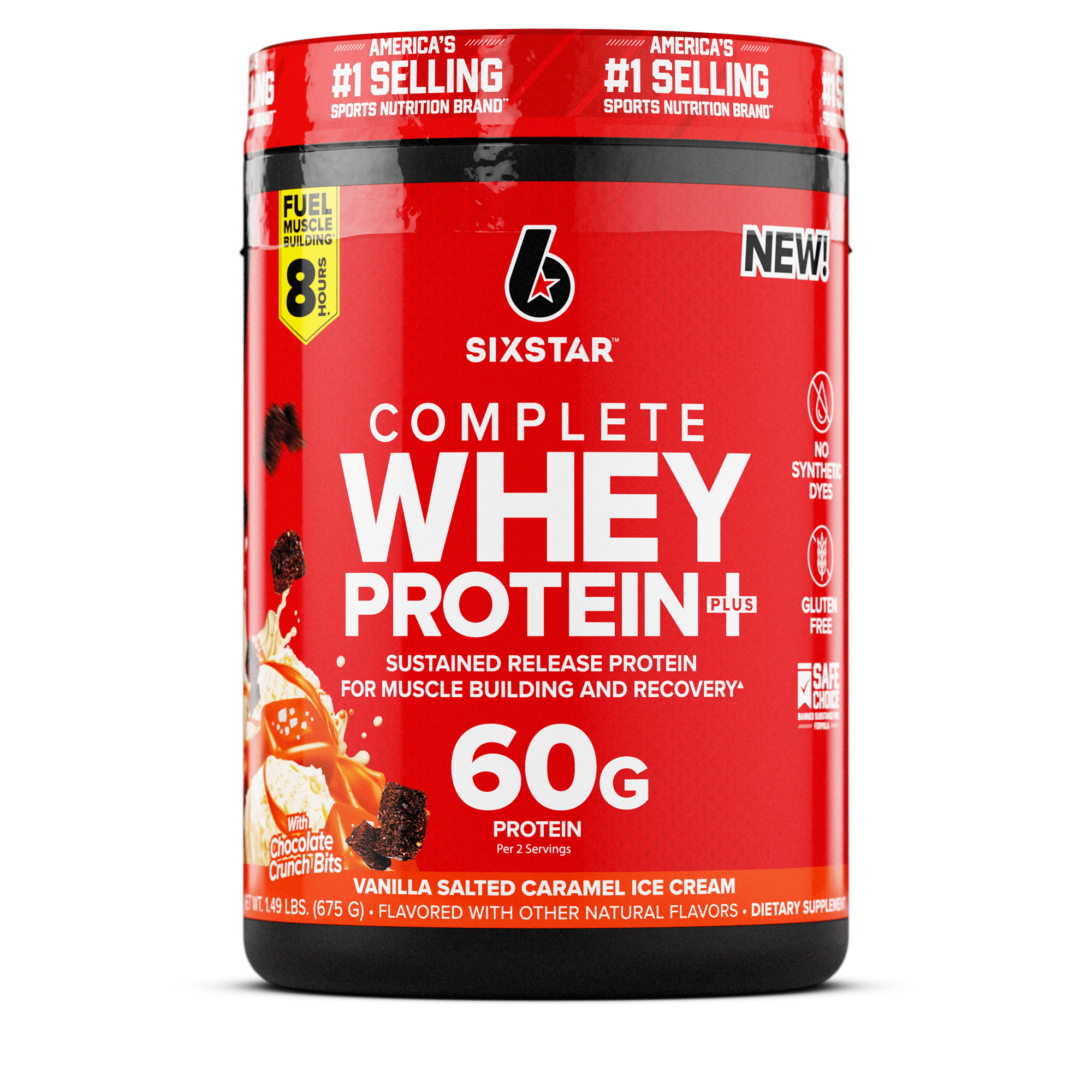 Six Star Pro Nutrition Complete Whey Protein Plus Powder, Vanilla Salted Caramel Ice Cream, 17 Servings