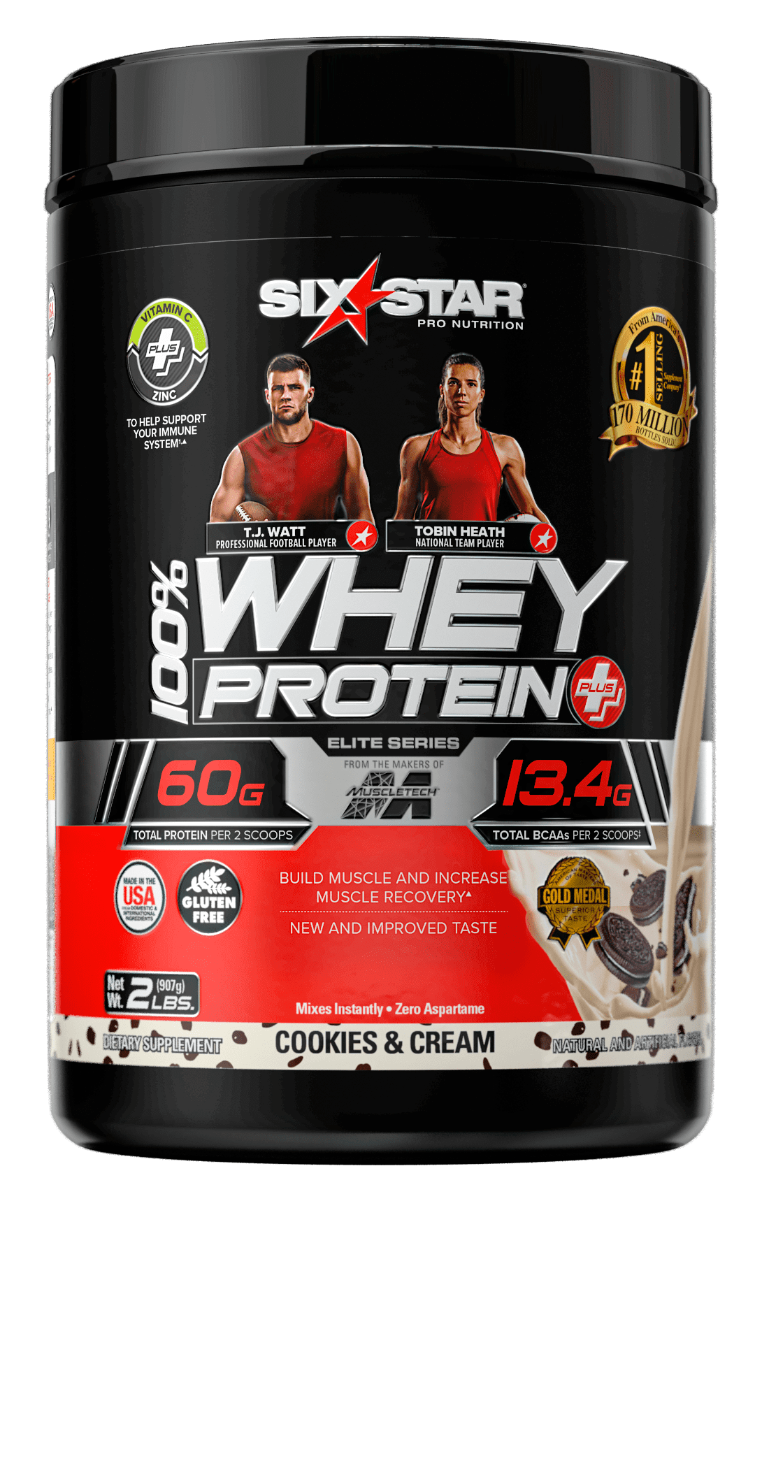 Six Star Elite Series 100% Whey Protein Powder, Cookies & Cream, 2lbs