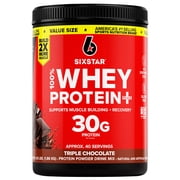 Six Star Pro Nutrition 100% Whey Protein Plus Powder Triple Chocolate Powder, 30 G Protein, 4.1 lb
