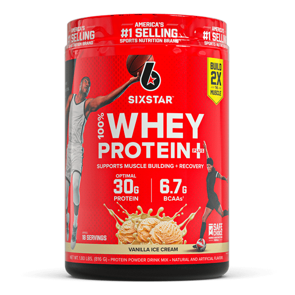 Six Star Pro Nutrition 100% Whey Protein Powder Plus, 30g Protein, Vanilla Cream, 1.81 lbs