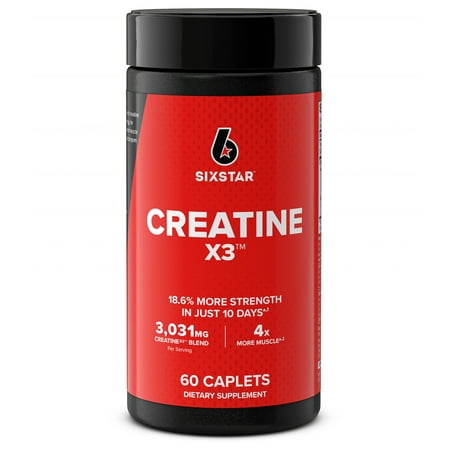 Six Star Pro Nutrition Creatine X3 BCAA Amino Acid Blend Caplets, Unflavored, 60 Ct, 20 Servings