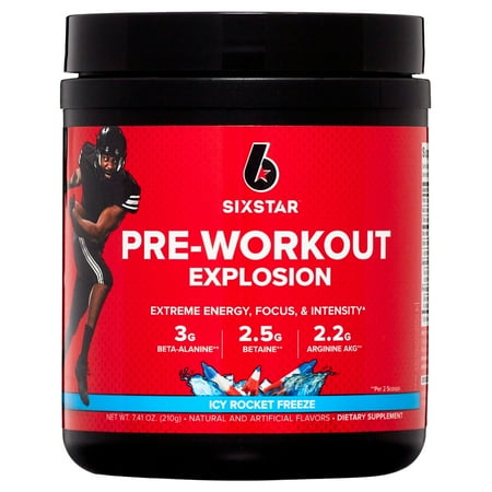 Six Star Pro Nutrition Pre-Workout Explosion Drink Mix, Icy Rocket Freeze, 30 Servings, 7.41 oz