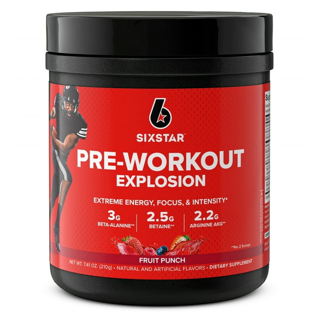 Six Star Pro Nutrition PreWorkout Explosion for Energy, Focus and Intensity, Fruit Punch, 7.41