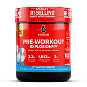 Six Star Pro Nutrition Pre-Workout Powder Explosion 2.0 Electrolyte Matrix, Icy Rocket Freeze, 9.76 oz