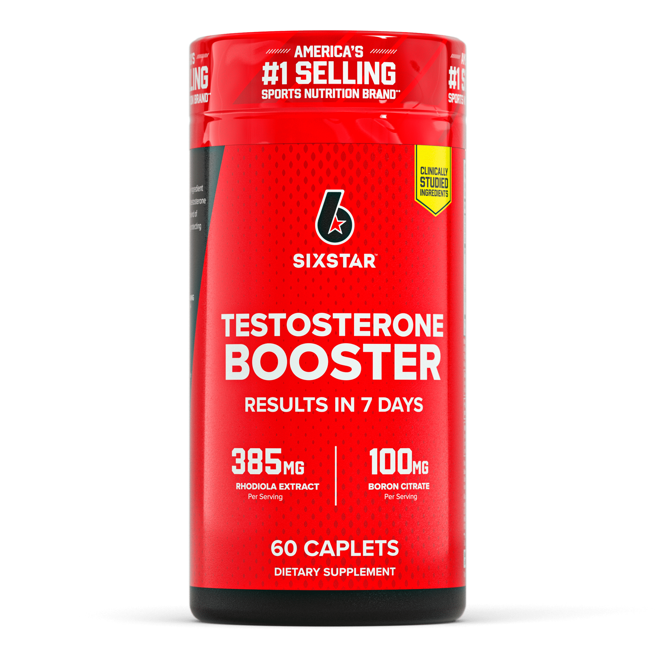 Six Star Testosterone Booster Caplets, 386 mg Rhodiola Extract, 60 Ct, 30 Servings