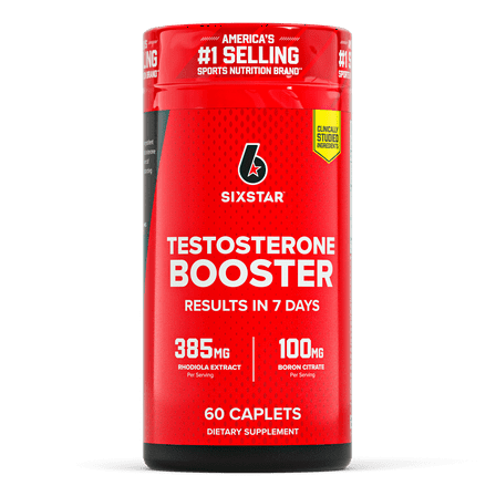 Six Star Testosterone Booster Caplets, 386 mg Rhodiola Extract, 60 Ct, 30 Servings