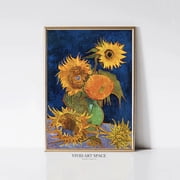 Six Sunflowers By Vincent Van Gogh, Post-Impressionist Floral Painting, Flower Art Print, Sunflower Print Wall Art, UNFRAMED PAPER POSTER, Home Decor, Vintage Gift, Living Room Dercor