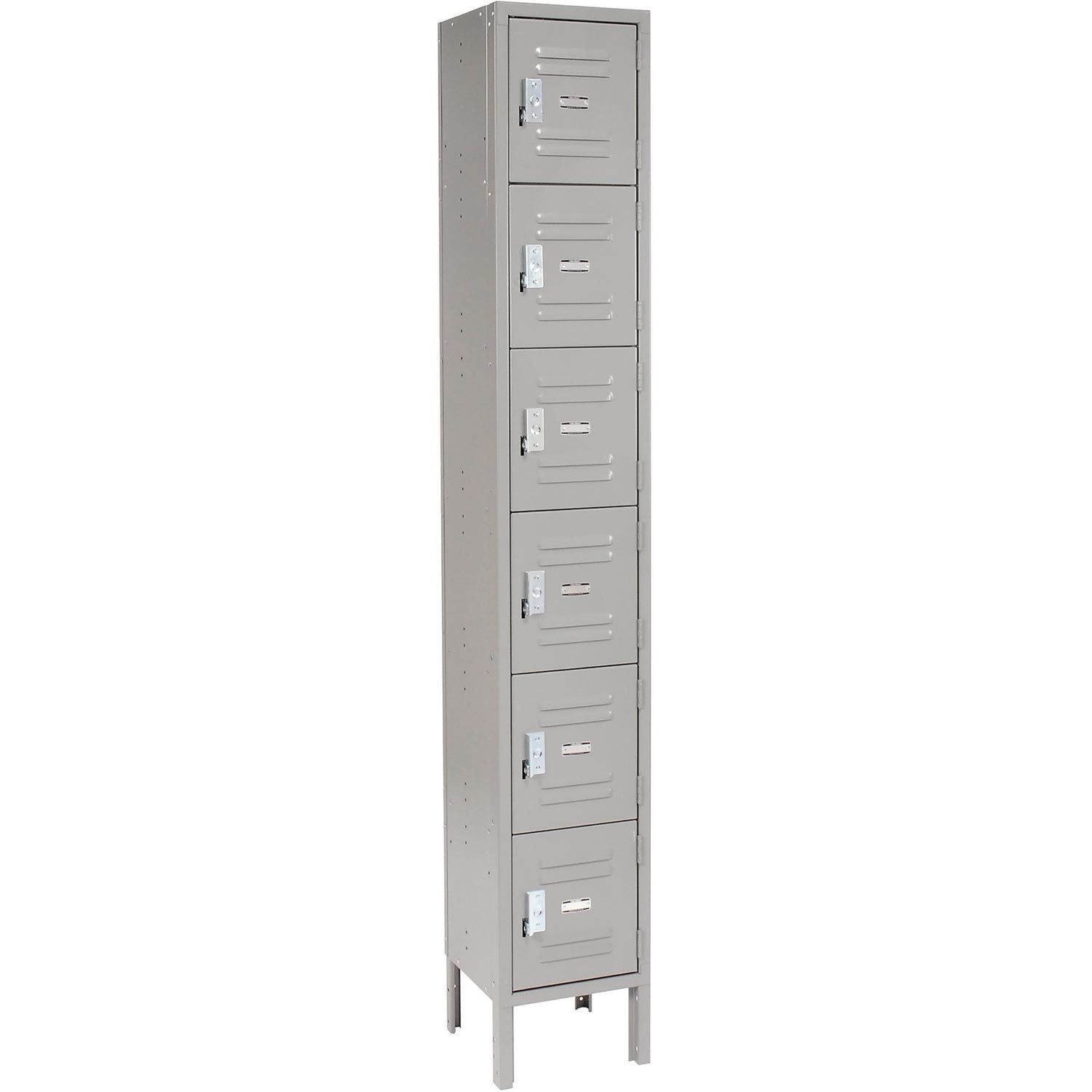 Gray Six-Tier Lockable Steel Office Locker