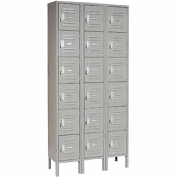 Six-Tier Steel Locker - Gray - 12 x 12 x 12 in. - Heavy-Duty Security Design
