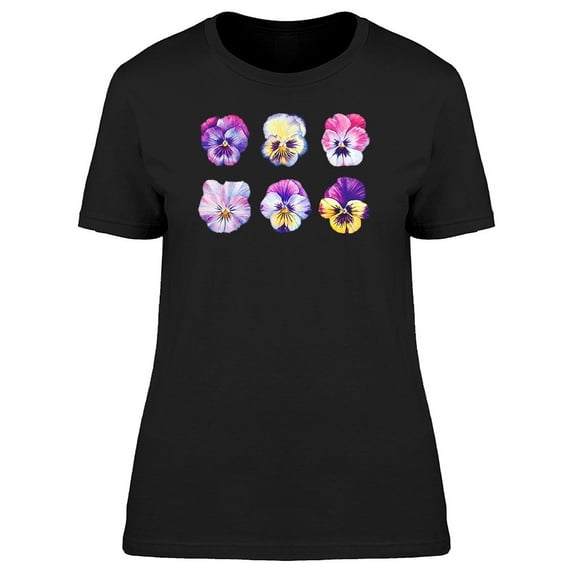 Six Watercolor Flowers T-Shirt Women -Image by Shutterstock, Female Small