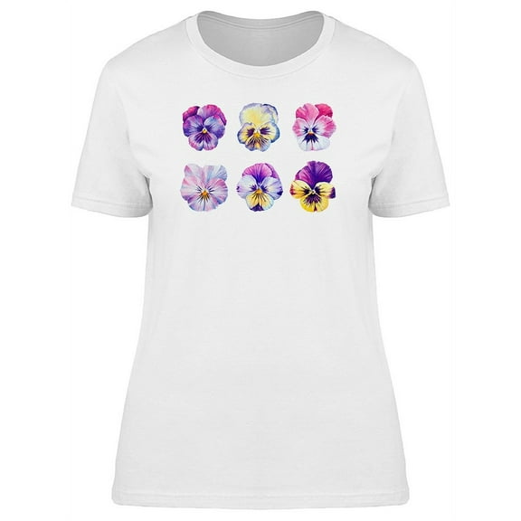 Six Watercolor Flowers T-Shirt Women -Image by Shutterstock, Female x-Large