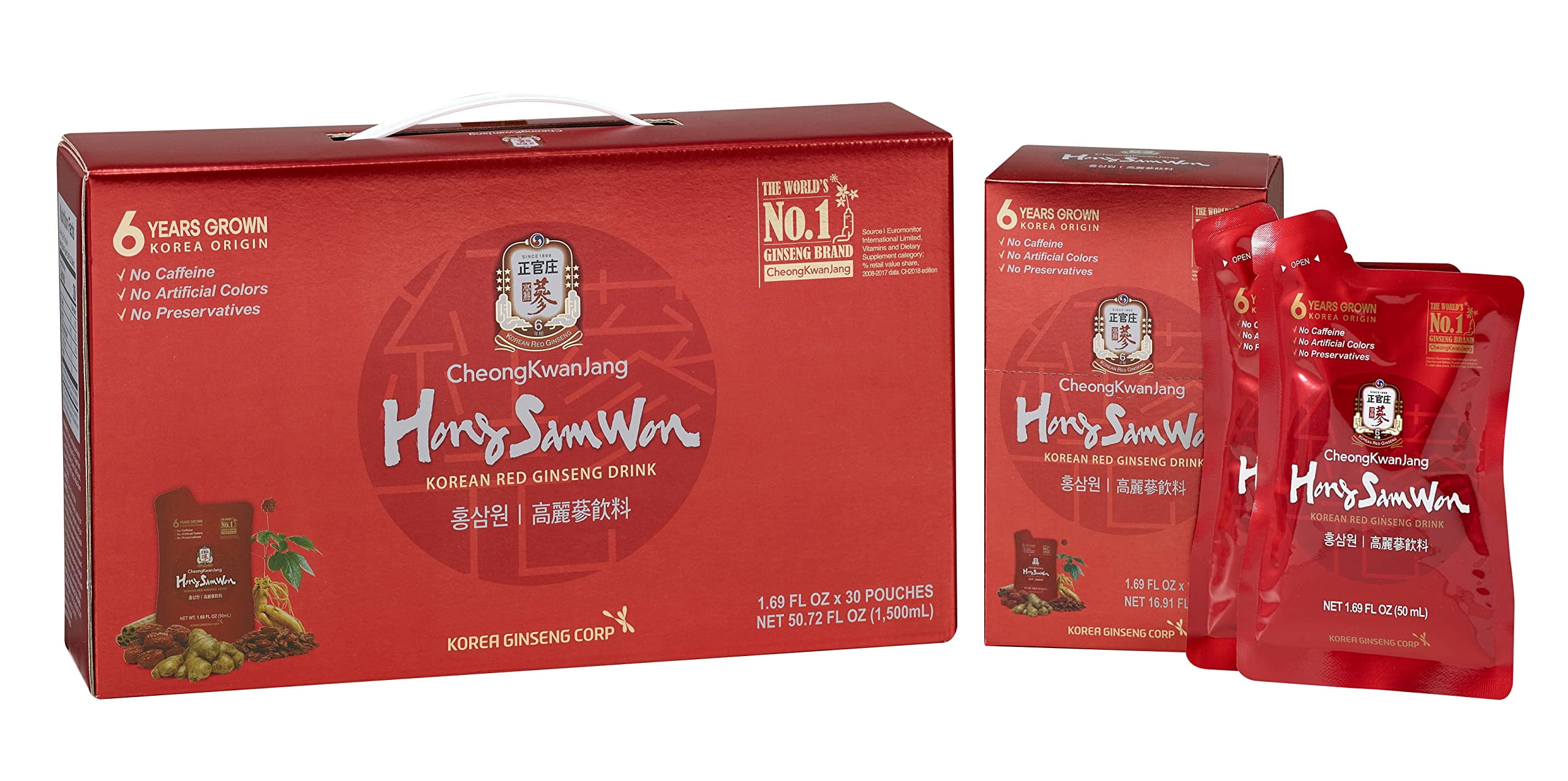 CheongKwanJang Six-Year Grown Korean Red Ginseng Drink, 30 Pack