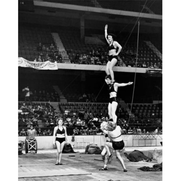 Six Young Women Performing in a Circus Poster Print - 18 x 24 in.