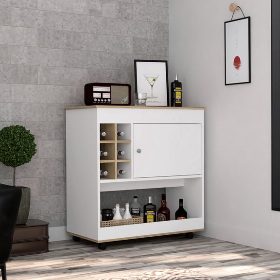 Six bottle cubbies, particle board material | Suitable for wine storage in dining areas, sturdy and practical