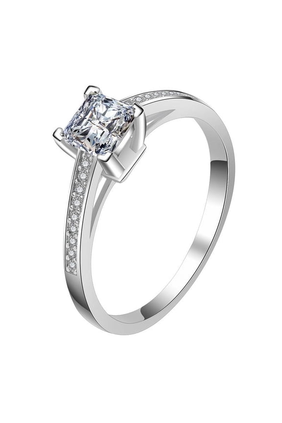 Womens Adjustable Six Claw Ring Korean Geometric Design Platinum Plated Copper Ring with White Gold Diamond Accents Fashion Jewelry Gift Adjustable Band