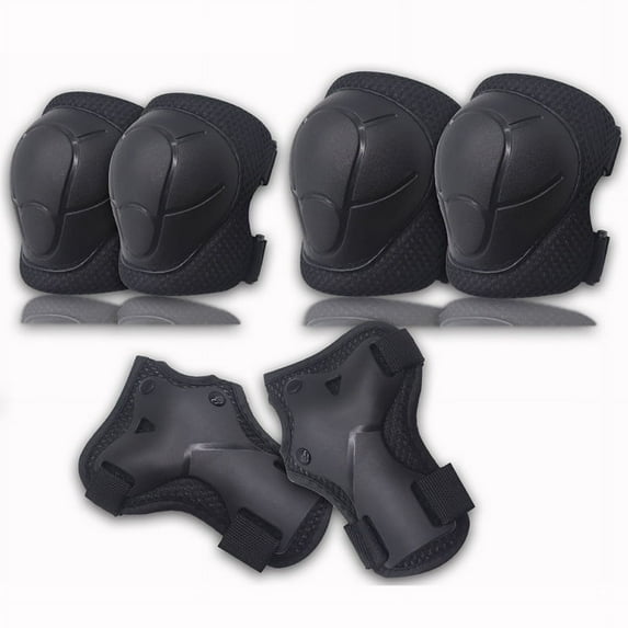 Six-piece Children's roller skating protective gear set sports helmet protective gear skateboard skating protective gear knee pads and elbow pads,Black