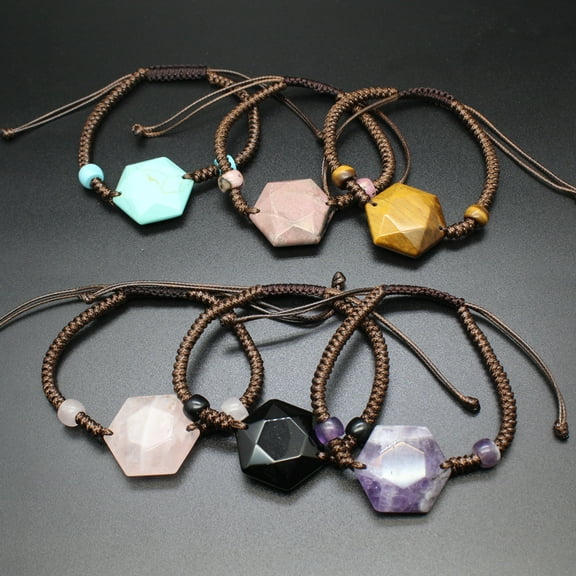 Six-pointed Star Crystal Turquoise Bracelet Hand-woven