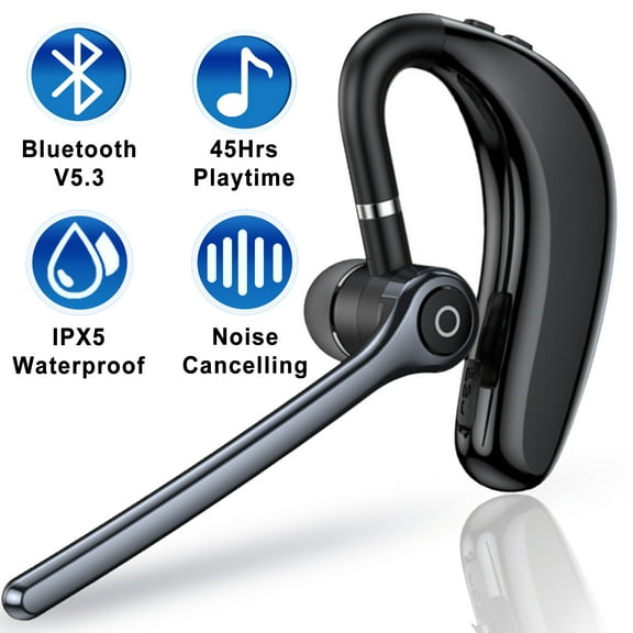 SixSim Bluetooth Headset 5.3,Wireless Headset Noise Cancelling Headphones for iPhone Android Wireless Earpiece Hi-Fi Stereo LED Display 45H Playtime IPX5 Waterproof Handsfree Earphones for Trucker