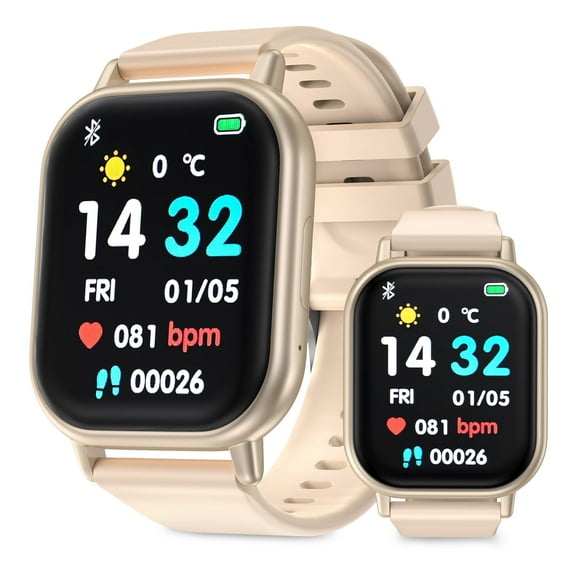 Zacenei Smart Watch Compatible with Android iPhone,1.89inch Smartwatch for Men Women 100+ Sports Modes/Answer Make Calls/Message Reminder,IP68 Waterproof Bluetooth Fitness Tracker for Gym Xmas,Gold