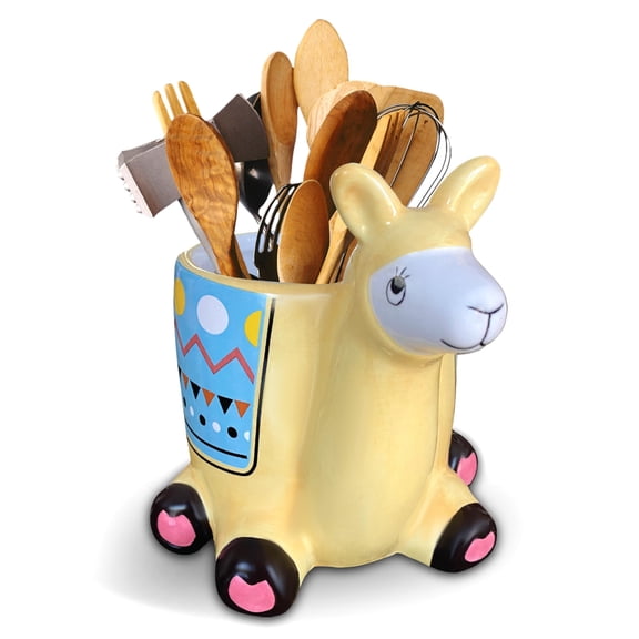 Sixdrop Alpaca Utensil Holder, Kitchen Storage Crock, Alpaca Llama Party Accessory Gift Idea, Farm House Bathroom Office Holder Decor Y101