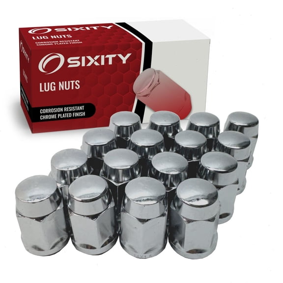 Sixity Auto 16 pc Chrome Plated Bulge Acorn Wheel Lug Nuts - M14x1.5mm 1.4" - Standard Length - Capped Closed End