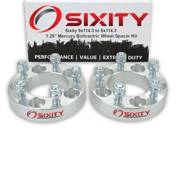Sixity Auto 2 pc 1.25" 5x114.3 Wheel Spacers compatible with Mercury Marquis Montego 1/2-20tpi 1.25in Studs Lugs