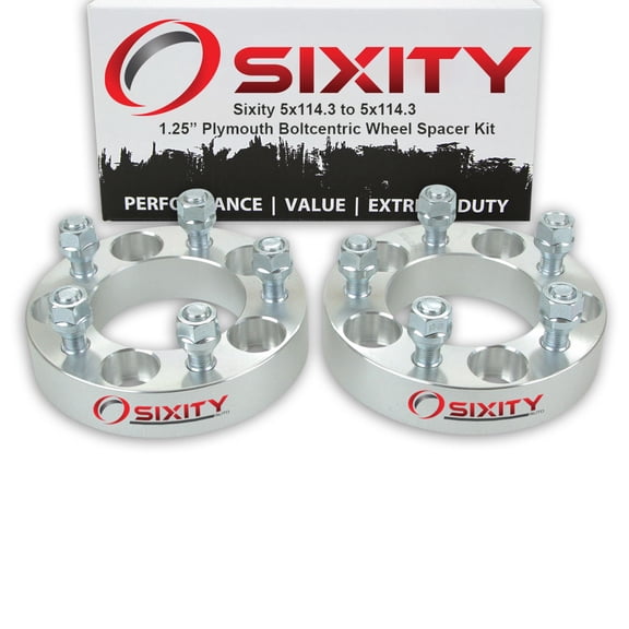 Sixity Auto 2 pc 1.25" 5x114.3 Wheel Spacers compatible with Plymouth Belvedere Fury III Satellite Trailduster 1/2-20tpi 1.25in Studs Lugs