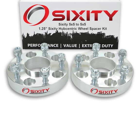 Sixity Auto 2 pc 1.25" 5x5 Wheel Spacers - Pickup Truck SUV 1/2-20tpi 1.25in Hubcentric