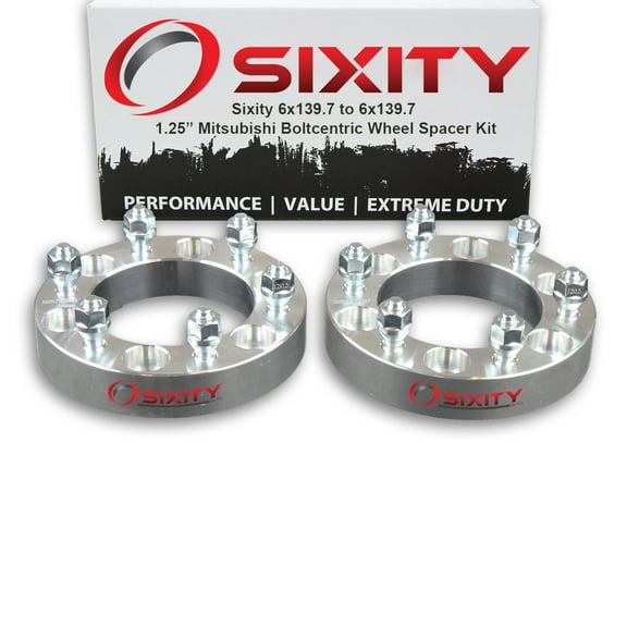 Sixity Auto 2 pc 1.25" 6x139.7 Wheel Spacers compatible with Mitsubishi Pickup Truck M12x1.5mm 1.25in Studs Lugs