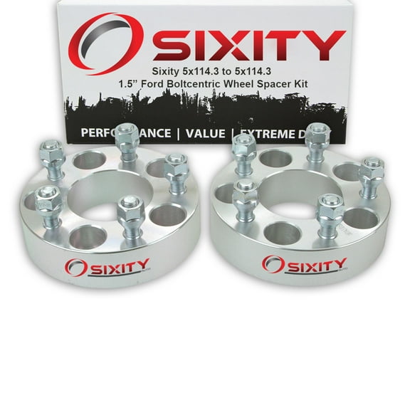 Sixity Auto 2 pc 1.5" 5x114.3 Wheel Spacers compatible with Ford Crown Victoria Edge 1/2-20tpi 1.25in Studs Lugs