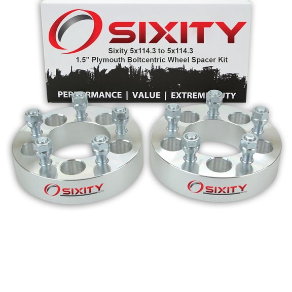 Sixity Auto 2 pc 1.5" 5x114.3 Wheel Spacers compatible with Plymouth Belvedere Fury III Satellite Trailduster 1/2-20tpi 1.25in Studs Lugs