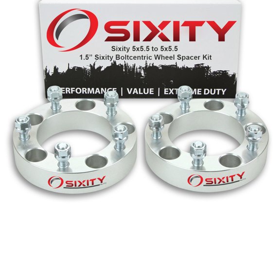 Sixity Auto 2 pc 1.5" 5x5.5 Wheel Spacers - Pickup Truck SUV 1/2-20tpi 1.25in Studs Lugs