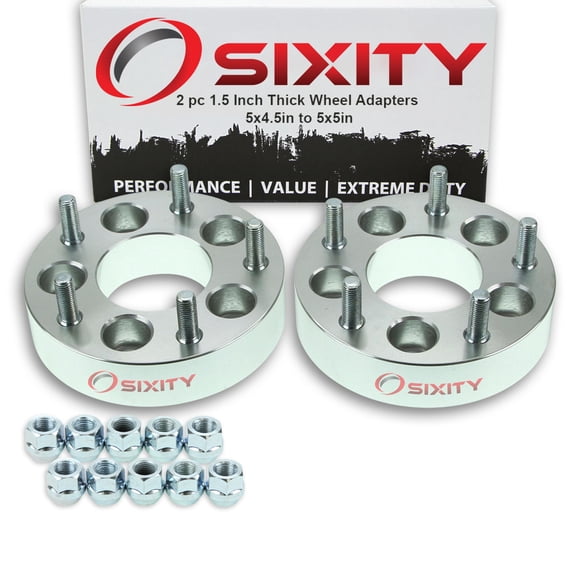 Sixity Auto 2 pc 1.5" Thick 5x4.5" to 5x5" Wheel Adapters - Pickup Truck SUV